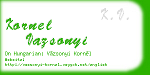 kornel vazsonyi business card